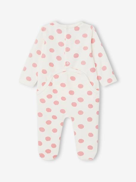 Dors-bien bébé fille Disney® Minnie en velours écru/pois roses 2 - vertbaudet enfant 