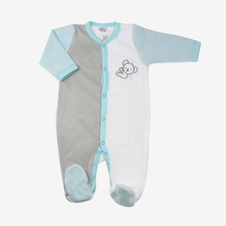 Bébé-Pyjama bébé 1 mois - TROIS KILOS SEPT - en velours - gris - broderie koala
