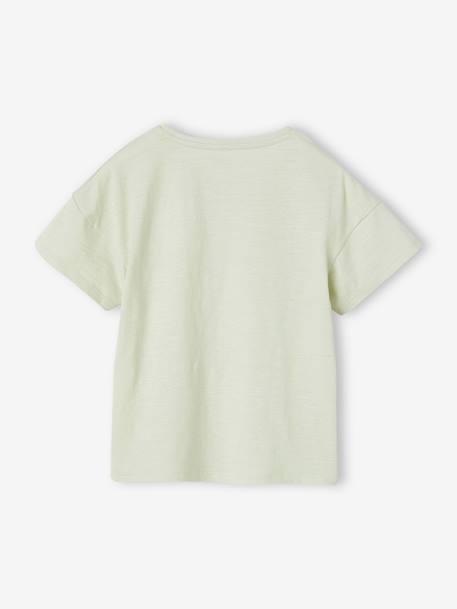 T-shirt fille animation relief et détails irisés fille abricot+bleu ciel+écru+encre+rayé marine+vert amande 18 - vertbaudet enfant 