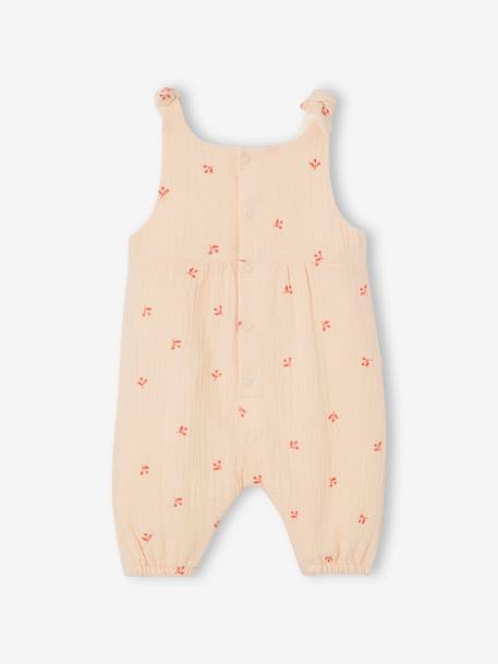 Combinaison bébé naissance brodée en gaze de coton cacao+écru+rose pâle+tilleul 10 - vertbaudet enfant 