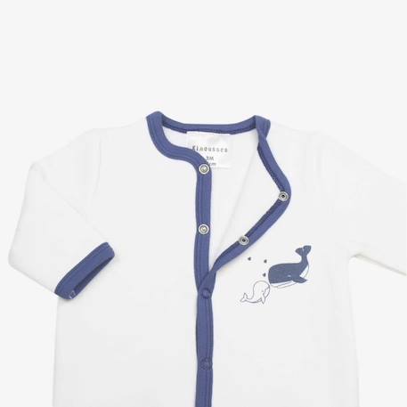 Pyjama bébé - TROIS KILOS SEPT - Molleton blanc et bleu - Baleine et baleineau BLANC 3 - vertbaudet enfant 