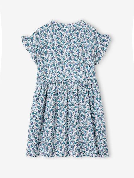 Robe boutonnée à fleurs fille bleu+bleu azur+écru+marine 2 - vertbaudet enfant 