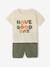 Ensemble T-shirt imprimé + short baggy bébé kaki 1 - vertbaudet enfant 