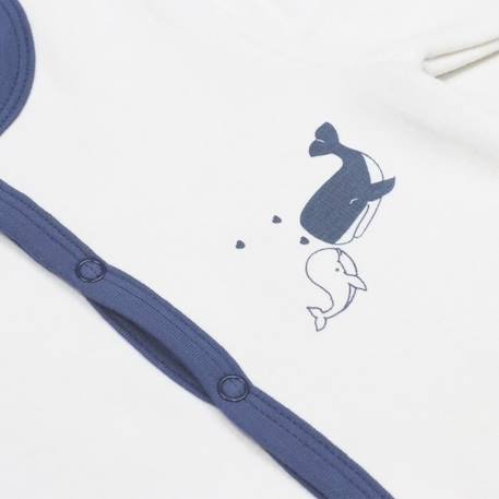 Pyjama bébé - TROIS KILOS SEPT - Molleton blanc et bleu - Baleine et baleineau BLANC 2 - vertbaudet enfant 