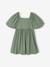 Robe cérémonie smocks dos fille en tissu reliéfé vanille+vert sauge 8 - vertbaudet enfant 