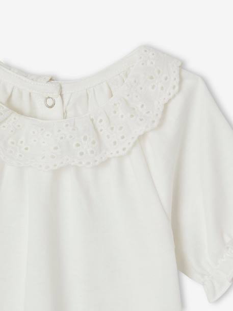 T-shirt col en broderie anglaise bébé écru 2 - vertbaudet enfant 