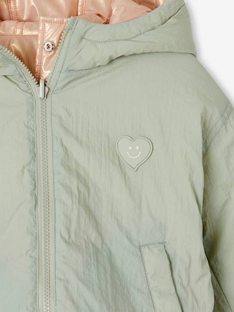 Parka à capuche réversible fille vert sauge/ rose 6 - vertbaudet enfant 