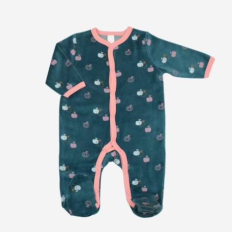 Pyjama dors-bien - TROIS KILOS SEPT - Bébé Fille - Bleu canard - Velours BLEU 1 - vertbaudet enfant 