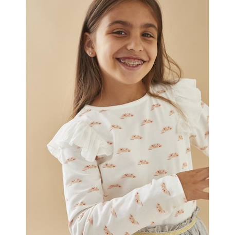 Blouse maille manches longues en jersey imprimé soleil BLANC 2 - vertbaudet enfant 