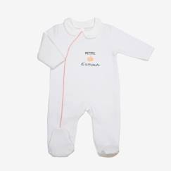 Pyjama bébé 3 mois - TROIS KILOS SEPT - Fille - Blanc - Col claudine - Liseré couleur pêche  - vertbaudet enfant