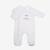 Pyjama bébé 3 mois - TROIS KILOS SEPT - Fille - Blanc - Col claudine - Liseré couleur pêche BLANC 1 - vertbaudet enfant 