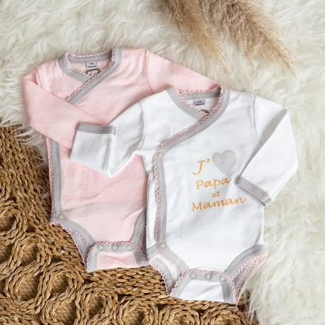 Lot de 2 bodies J'aime papa et maman - TROIS KILOS SEPT ROSE 2 - vertbaudet enfant 