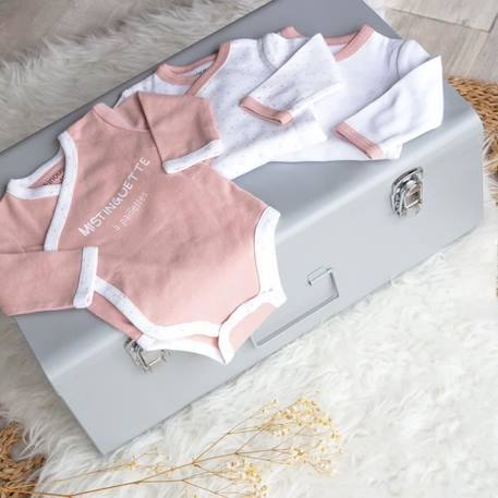 Lot de 3 bodies 1 mois - TROIS KILOS SEPT ROSE 3 - vertbaudet enfant 