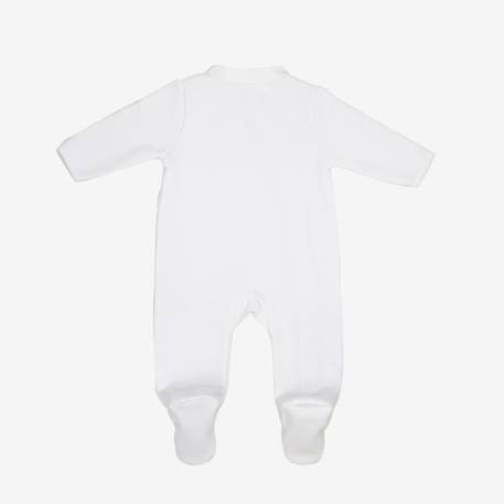 Pyjama bébé 3 mois - TROIS KILOS SEPT - Fille - Blanc - Col claudine - Liseré couleur pêche BLANC 4 - vertbaudet enfant 