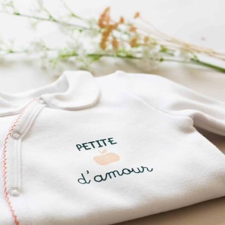 Pyjama bébé 3 mois - TROIS KILOS SEPT - Fille - Blanc - Col claudine - Liseré couleur pêche BLANC 3 - vertbaudet enfant 