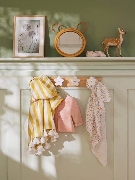 Patère en bois avec 4 fleurs blanc 2 - vertbaudet enfant 