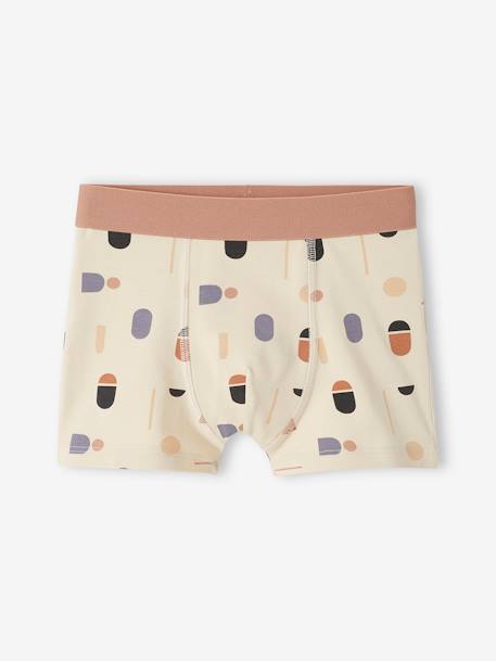 Lot de 5 boxers stretch graphiques garçon en coton bio écru 2 - vertbaudet enfant 