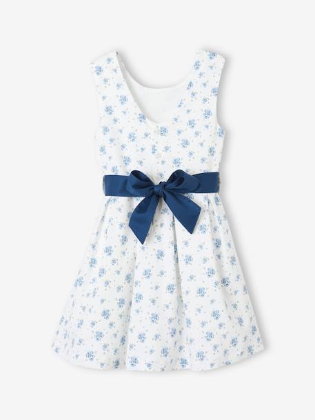 Robe de cérémonie motifs fleurs fille bleu imprimé+écru+rose imprimé 4 - vertbaudet enfant 