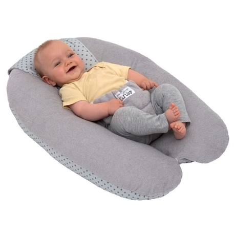 Coussin De Grossesse et d'allaitement Multifonctions Multirelax Éponge - Déhoussable - Fabriqué en France - 78x44cm Gris GRIS 4 - vertbaudet enfant 