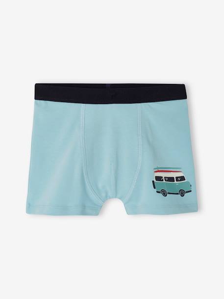 Lot de 4 boxers stretch 'van' garçon en coton bio vert d'eau 5 - vertbaudet enfant 