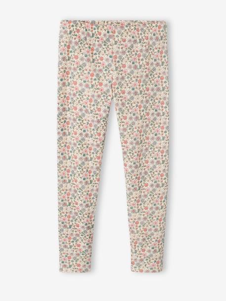 Pyjama fille en maille côtelée imprimé fleuri écru 3 - vertbaudet enfant 