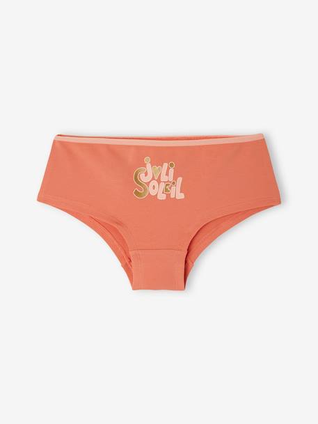 Lot de 5 shorties 'summer' fille en coton bio pêche 5 - vertbaudet enfant 