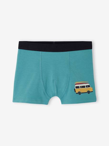 Lot de 4 boxers stretch 'van' garçon en coton bio vert d'eau 3 - vertbaudet enfant 