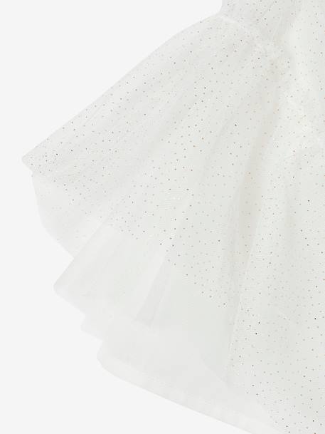 Jupon cérémonie en tulle pailleté fille beige irisé+écru+rose nude 8 - vertbaudet enfant 