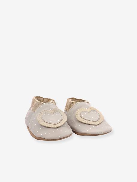 Chaussons cuir souple bébé Baby tiny heart ROBEEZ© gris 1 - vertbaudet enfant 