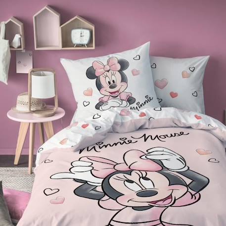 Parure de lit imprimée 100% coton, DISNEY MINNIE SMILE. Taille : 140x200 cm ROSE 1 - vertbaudet enfant 