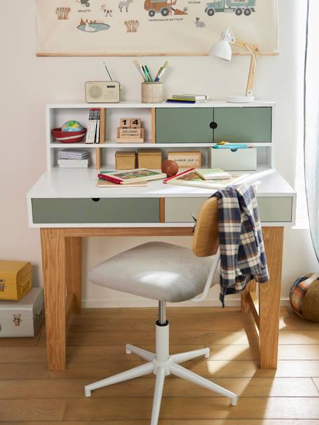 Bureau enfant LIGNE OSLO VERT MOYEN UNI AVEC DECOR 4 - vertbaudet enfant 