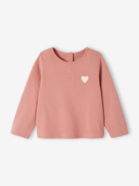 T-shirt bébé Basics manches longues bois de rose+caramel 1 - vertbaudet enfant 