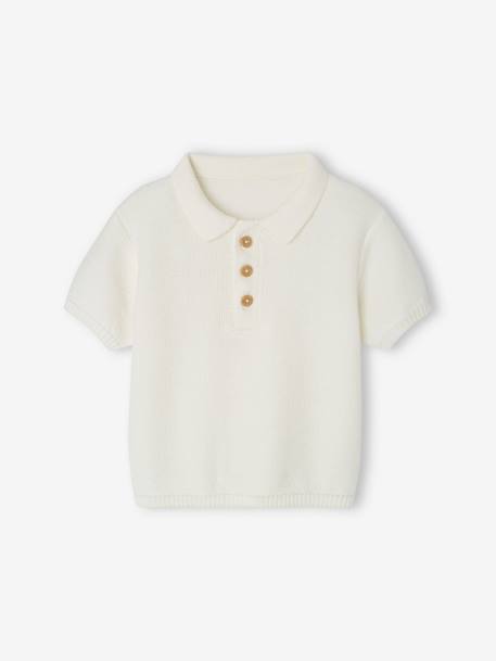 Polo en tricot bébé écru 3 - vertbaudet enfant 