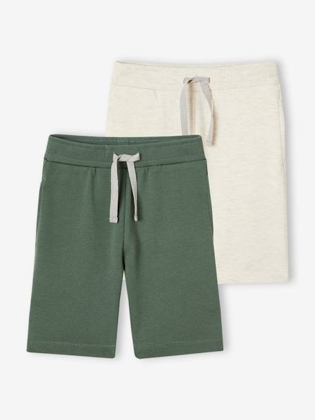 Garçon-Vêtements de sport-Lot de 2 bermudas Basics garçon en molleton