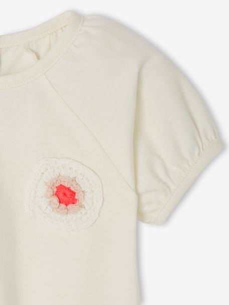 T-shirt motif fleur en crochet bébé écru 2 - vertbaudet enfant 