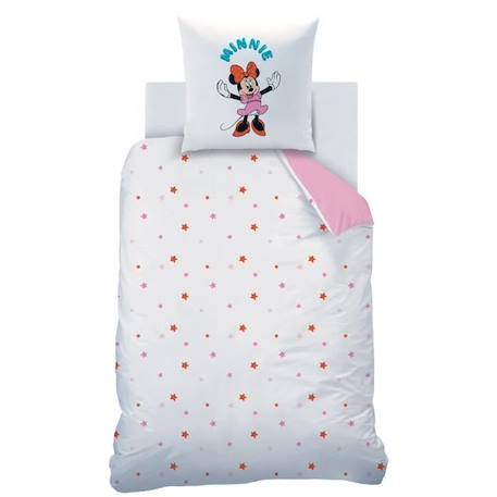 Parure de lit imprimée 100% coton, DISNEY HOME MINNIE HAPPY 140x200+63x63cm ROSE 3 - vertbaudet enfant 