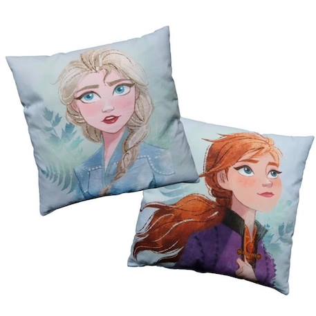 Coussin imprimé 100% coton - DISNEY FROZEN 2 SISTERS - 40x40 cm - Bleu - Naturelle - Carré BLEU 1 - vertbaudet enfant 