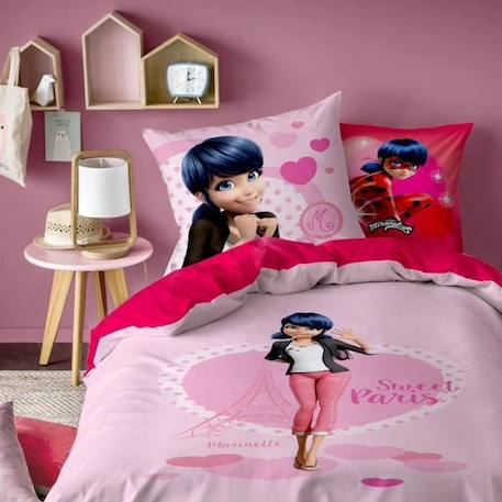 Housse de couette pur coton Miraculous Lady Bug - Taille: 140x200 cm - couleur : Rose ROSE 1 - vertbaudet enfant 