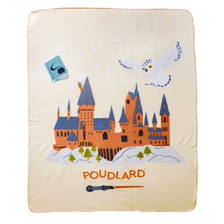 Plaid polaire imprimé 100% polyester, HARRY POTTER HEDWIGE SCHOOL 110x140 cm BEIGE 1 - vertbaudet enfant 