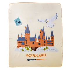 Plaid polaire imprimé - OMYDREAM - HARRY POTTER HEDWIGE SCHOOL - 100% polyester - Beige - 110 x 140 cm  - vertbaudet enfant