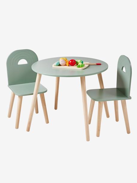 Ensemble de chaises et table en bois ligne ARC-EN-CIEL vert sauge 2 - vertbaudet enfant 