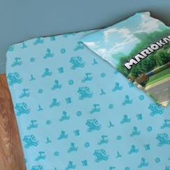 -Drap-housse imprimé 100% coton, MARIO UP SIDE DOWN. Taille : 90x190 cm