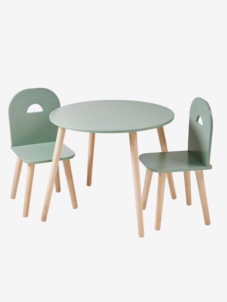 Ensemble de chaises et table en bois ligne ARC-EN-CIEL vert sauge 4 - vertbaudet enfant 