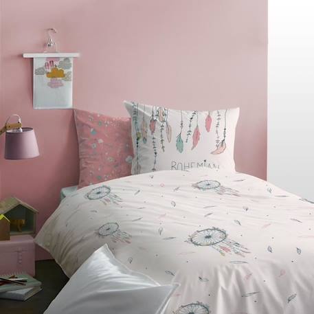 Parure de lit enfant en coton imprimé 140 x 200 cm Rose ROSE 2 - vertbaudet enfant 