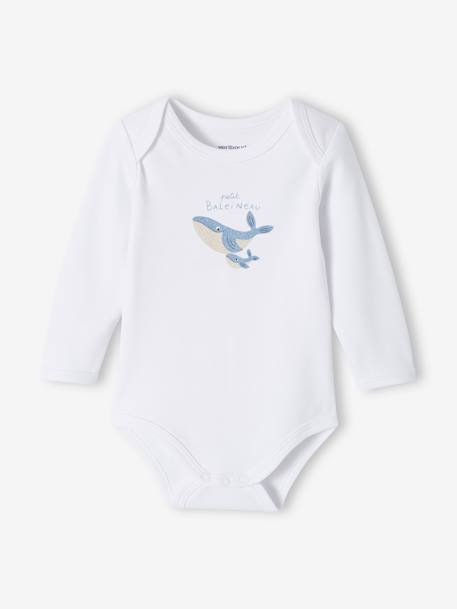 Lot de 5 bodies manches longues bébé emmanchure US en coton Bio bleu nuit 2 - vertbaudet enfant 