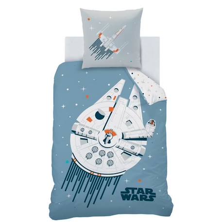 Parure de lit imprimée 100% coton, STAR WARS HOME FAUCON MILLENIUM. Taille : 140x200 cm BLEU 4 - vertbaudet enfant 