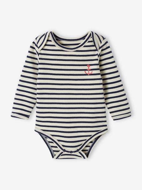 Lot de 5 bodies manches longues bébé emmanchure US en coton Bio bleu nuit 4 - vertbaudet enfant 