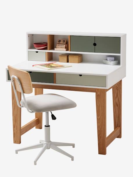 Bureau enfant LIGNE OSLO VERT MOYEN UNI AVEC DECOR 2 - vertbaudet enfant 