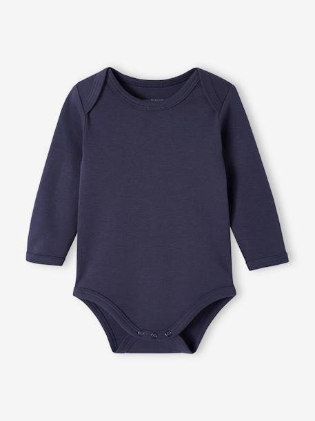 Lot de 5 bodies manches longues bébé emmanchure US en coton Bio bleu nuit 6 - vertbaudet enfant 