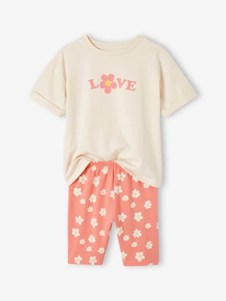 Ensemble t-shirt et cycliste fille rose+vert émeraude 1 - vertbaudet enfant 